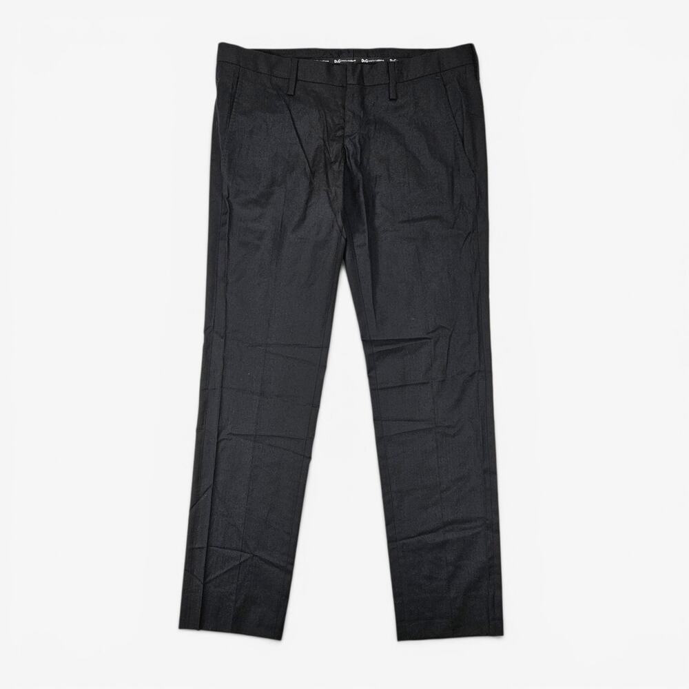 D&G Dolce & Gabbana Low-Rise Black Pants Straight Leg Minimalist - Large (EU46)